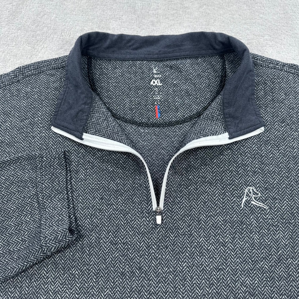 Rhoback Pullover Mens XXL Gray Herringbone 1/4 Zip Performance Golf Mock Neck
